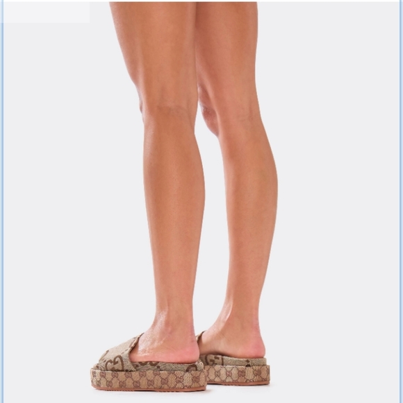 GG Monogram Style Platform Slip-On Sandals – Designer Inspired – New - SIZE 8 - Picture 13 of 14